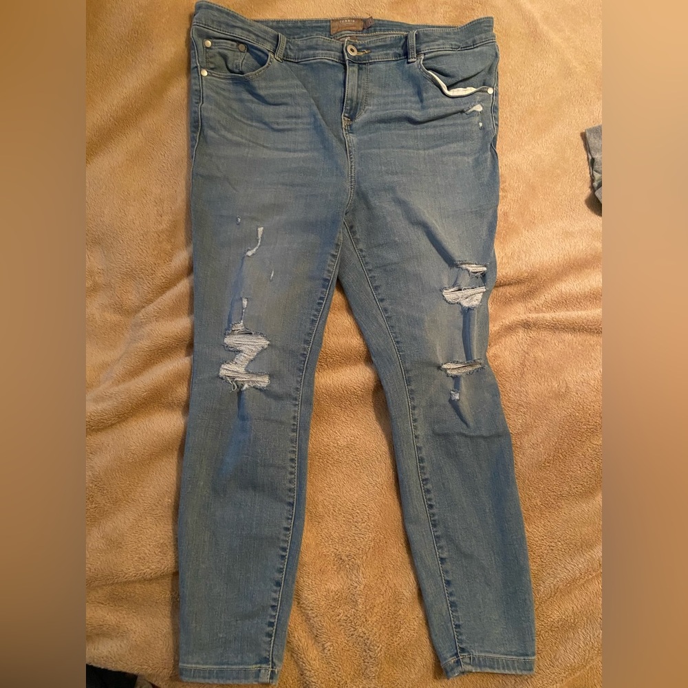 torrid Light Blue Ripped Skinny Jeans